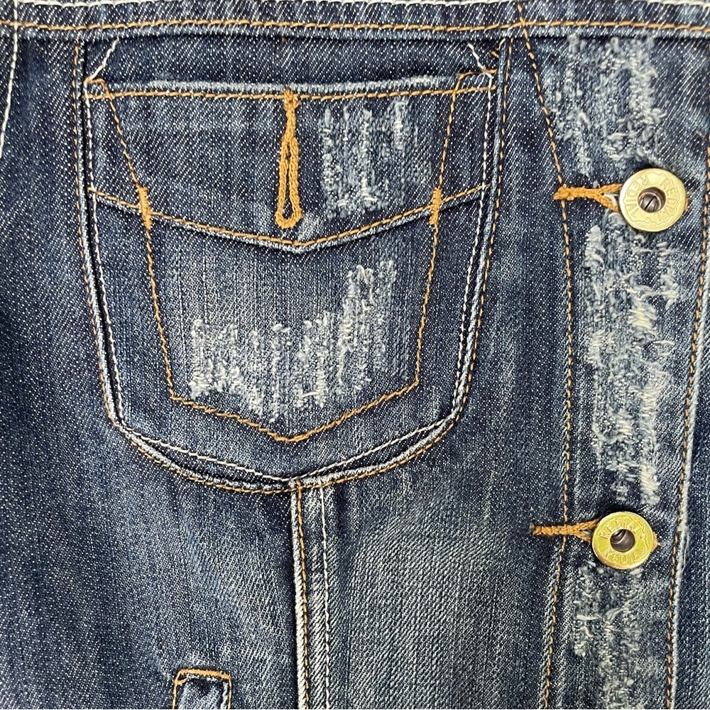 Custom Boho Chic Denim Jacket – Lion Velvet Back Detail, XS/S Form Fitting - Picture 12 of 17